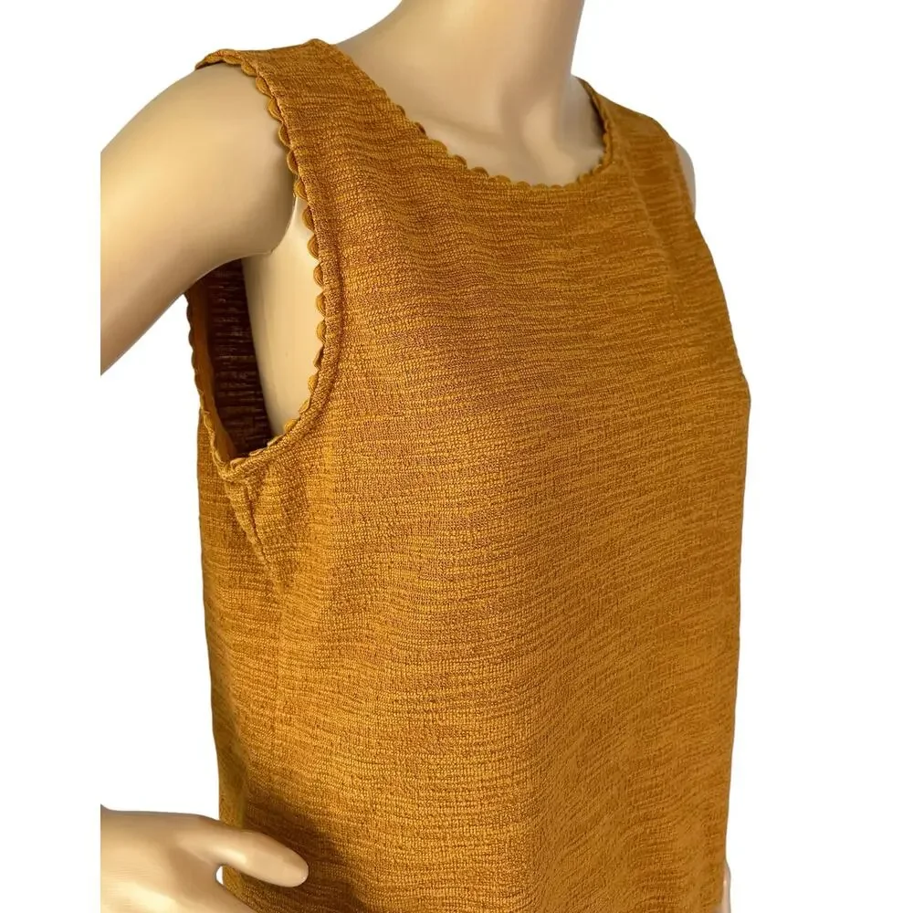 J. Crew Textured Tank Top with Scalloped Trim Burnished Copper AJ095 Size M
